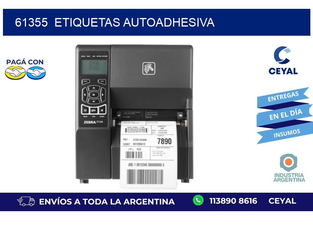 61355 etiquetas autoadhesiva