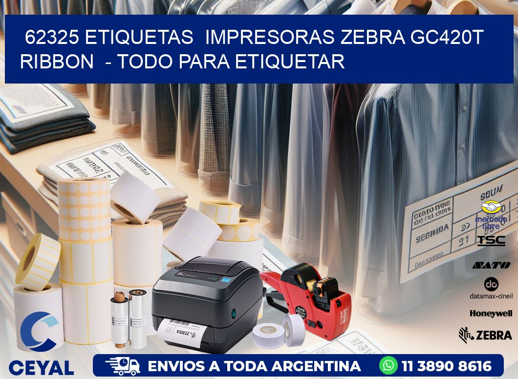 62325 etiquetas impresoras zebra gc420t ribbon - Todo para Etiquetar
