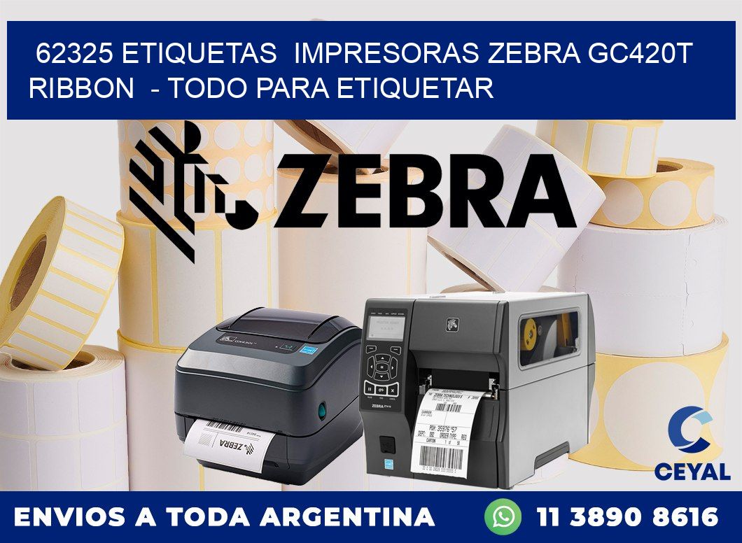 62325 etiquetas impresoras zebra gc420t ribbon - Todo para Etiquetar