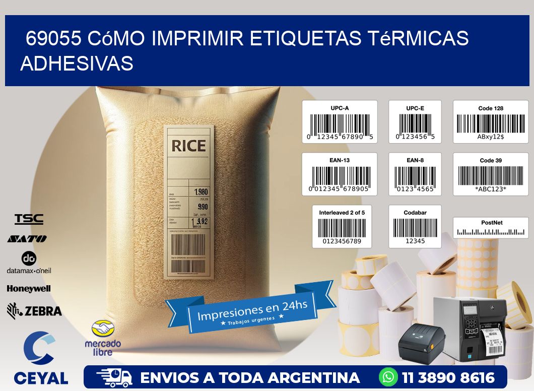 69055 cómo imprimir etiquetas térmicas adhesivas