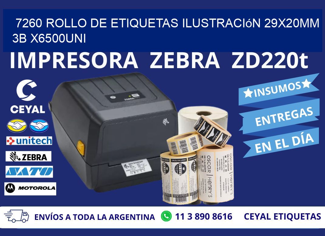 7260 Rollo De Etiquetas Ilustración 29x20mm 3b X6500uni