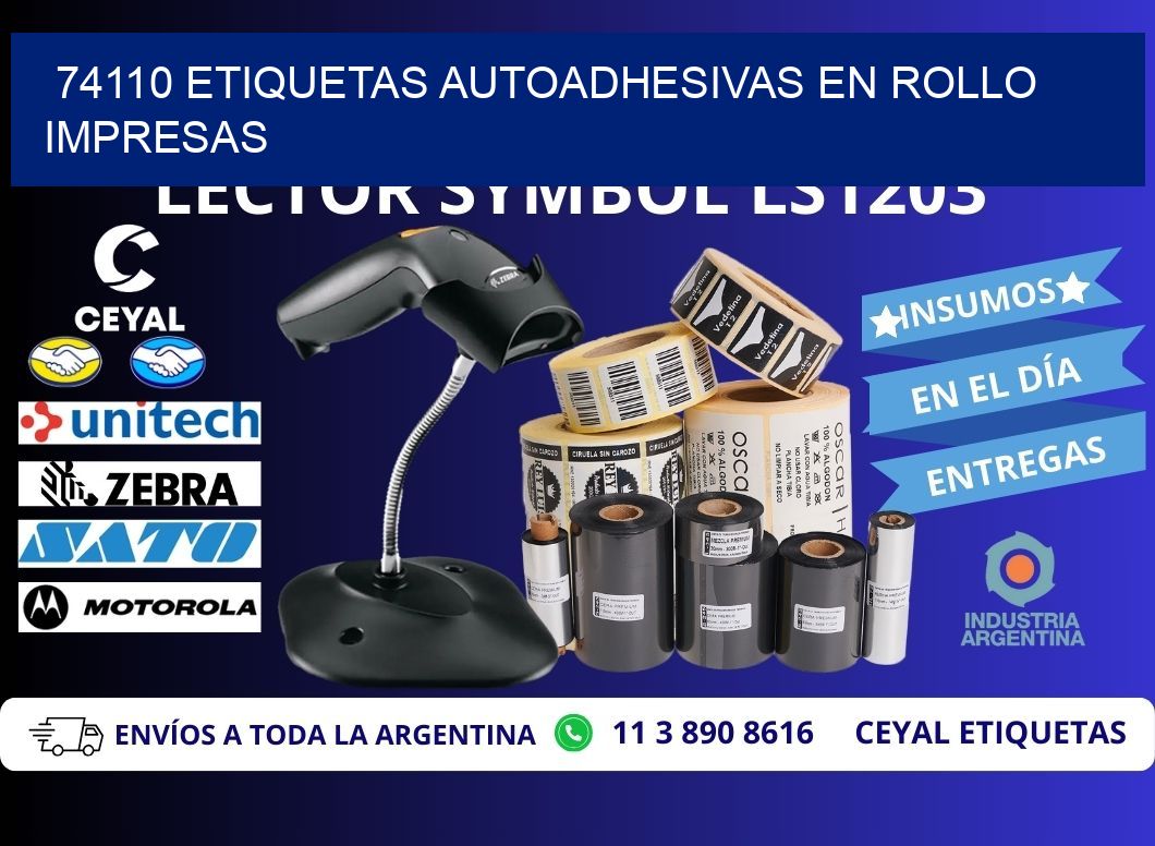 74110 Etiquetas autoadhesivas en rollo impresas