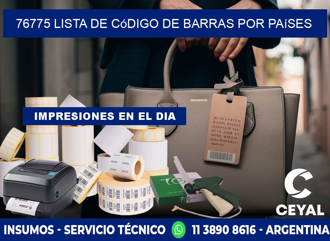 76775 Lista de código de barras por países