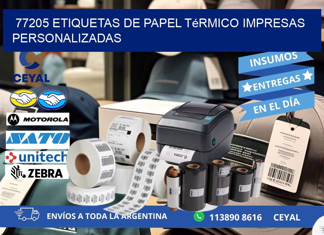 77205 Etiquetas de papel térmico impresas personalizadas