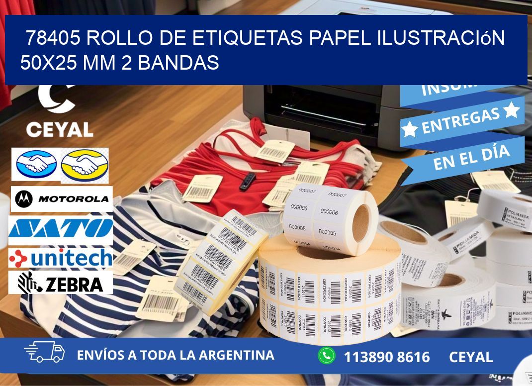 78405 Rollo de Etiquetas Papel Ilustración 50x25 Mm 2 Bandas