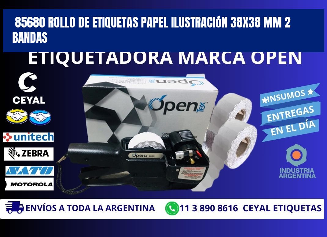 85680 Rollo de Etiquetas Papel Ilustración 38x38 Mm 2 Bandas