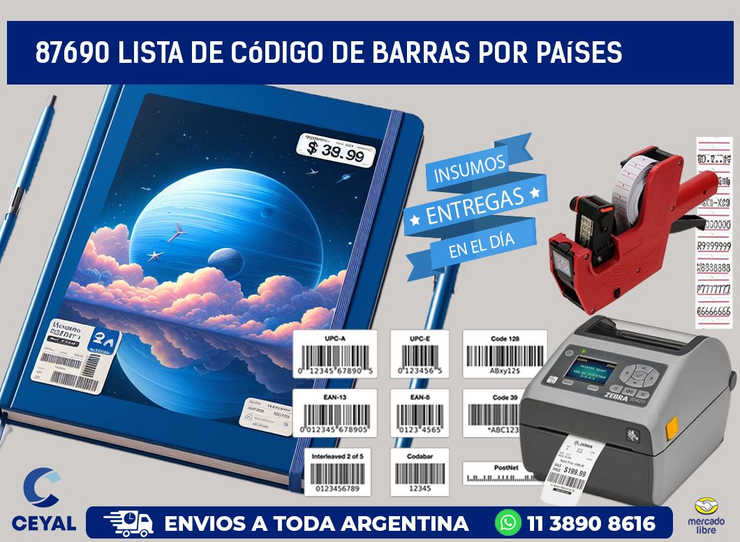 87690 Lista de código de barras por países