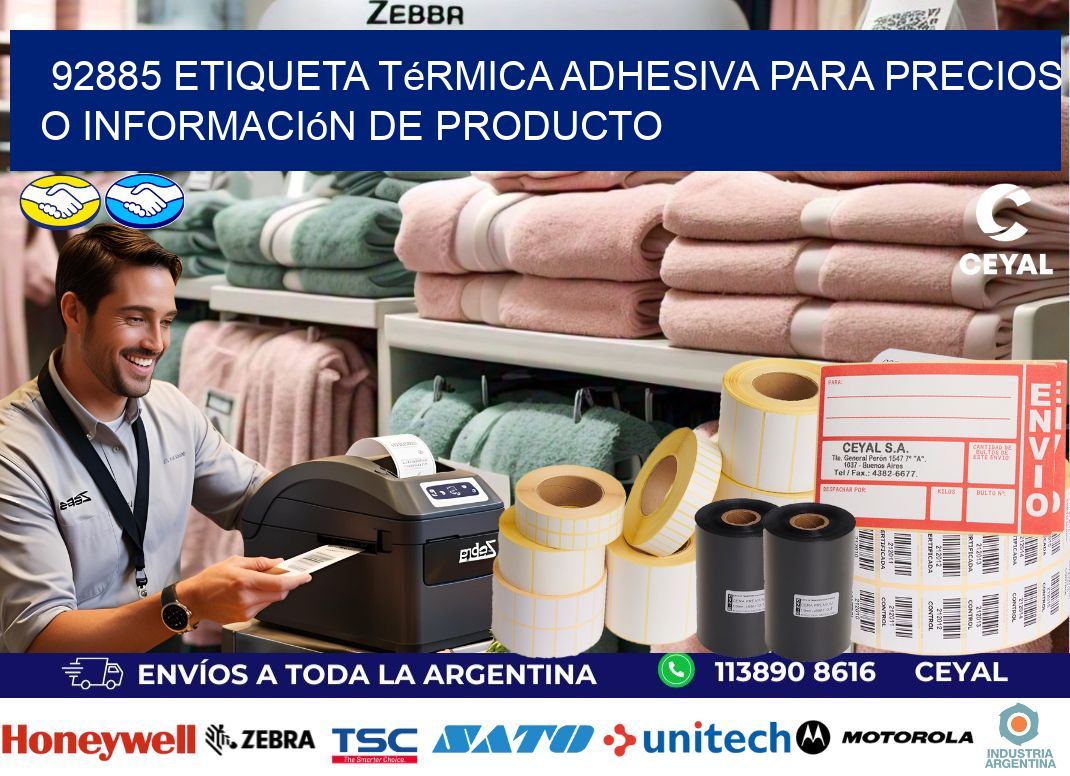 92885 Etiqueta térmica adhesiva para precios o información de producto