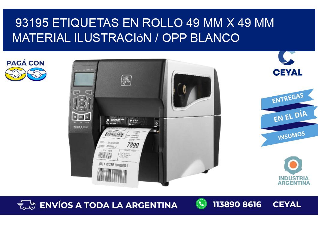 93195 Etiquetas en rollo 49 mm x 49 mm material Ilustración / OPP Blanco