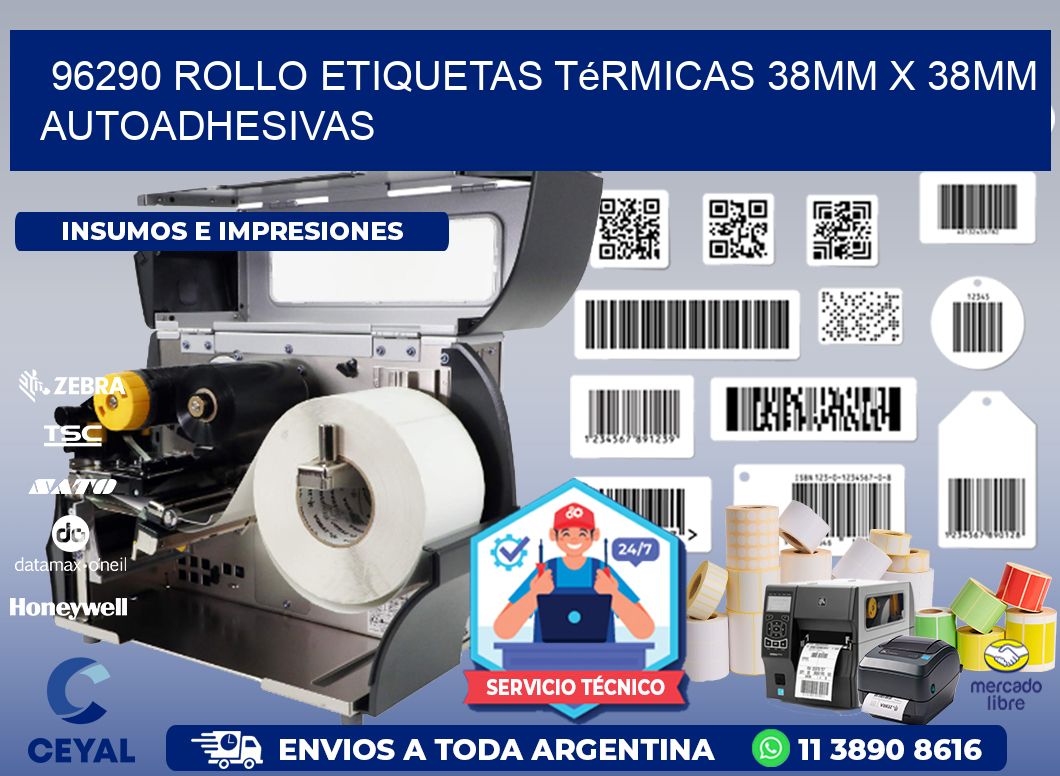 96290 Rollo Etiquetas Térmicas 38mm X 38mm Autoadhesivas