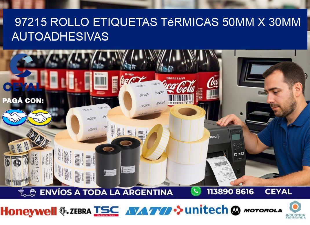 97215 Rollo Etiquetas Térmicas 50mm X 30mm Autoadhesivas