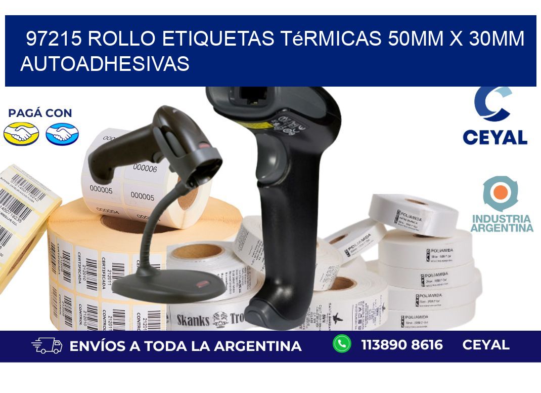 97215 Rollo Etiquetas Térmicas 50mm X 30mm Autoadhesivas