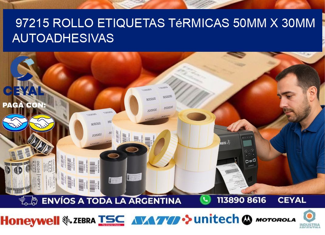 97215 Rollo Etiquetas Térmicas 50mm X 30mm Autoadhesivas