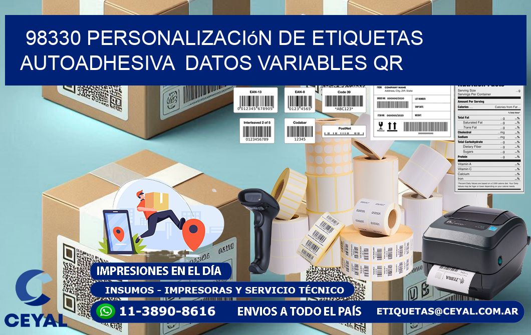 98330 Personalización de etiquetas autoadhesiva  datos variables QR