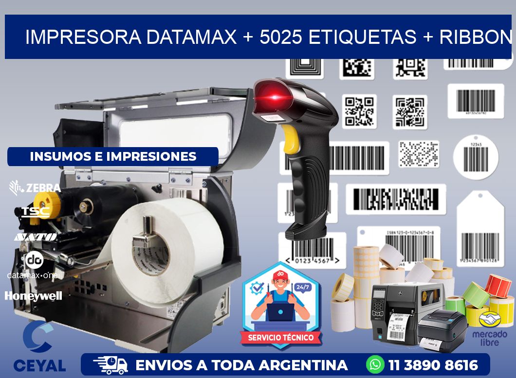 impresora DATAMAX + 5025 etiquetas + ribbon
