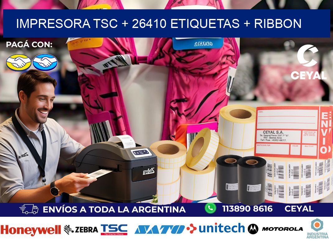 impresora TSC + 26410 etiquetas + ribbon
