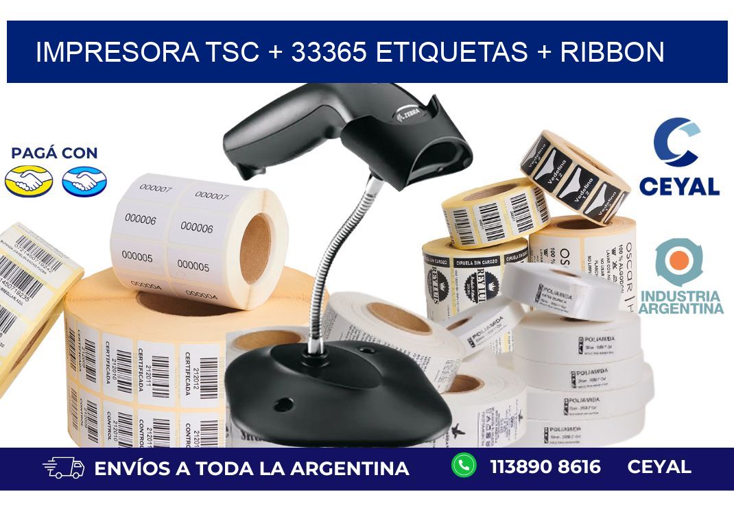 impresora TSC + 33365 etiquetas + ribbon