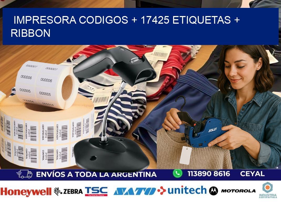 impresora codigos + 17425 etiquetas + ribbon