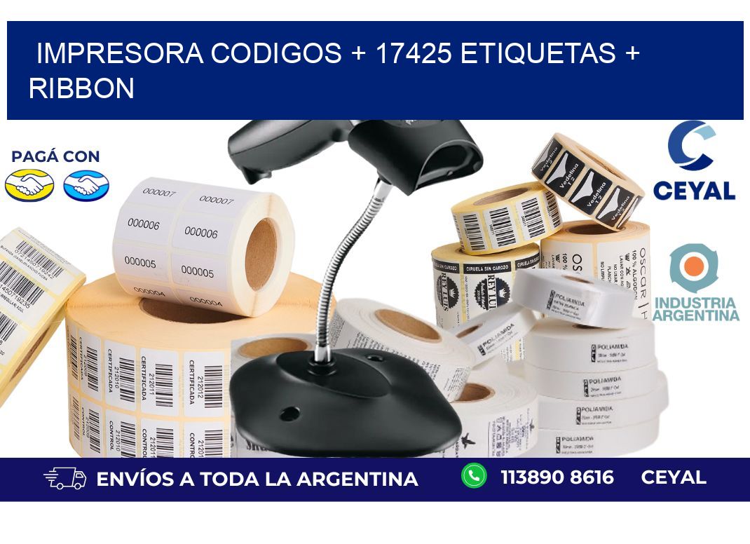 impresora codigos + 17425 etiquetas + ribbon