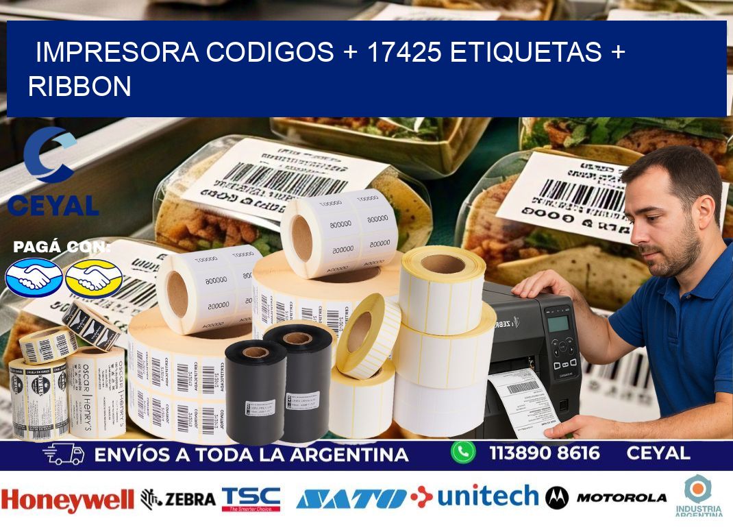 impresora codigos + 17425 etiquetas + ribbon