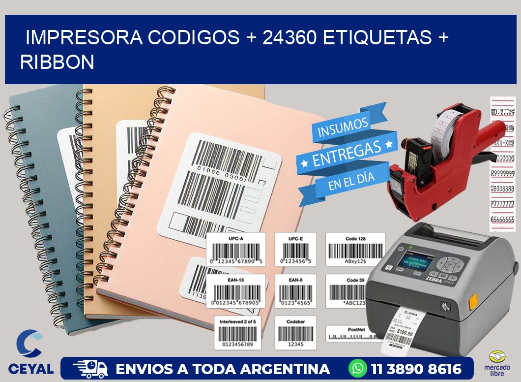 impresora codigos + 24360 etiquetas + ribbon