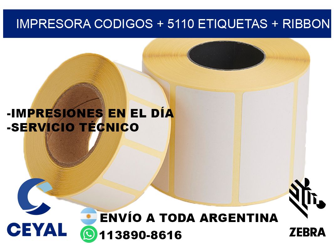 impresora codigos + 5110 etiquetas + ribbon