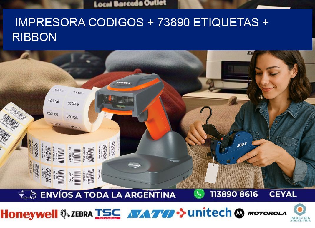 impresora codigos + 73890 etiquetas + ribbon