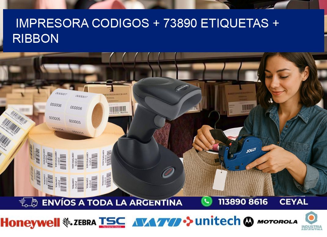 impresora codigos + 73890 etiquetas + ribbon