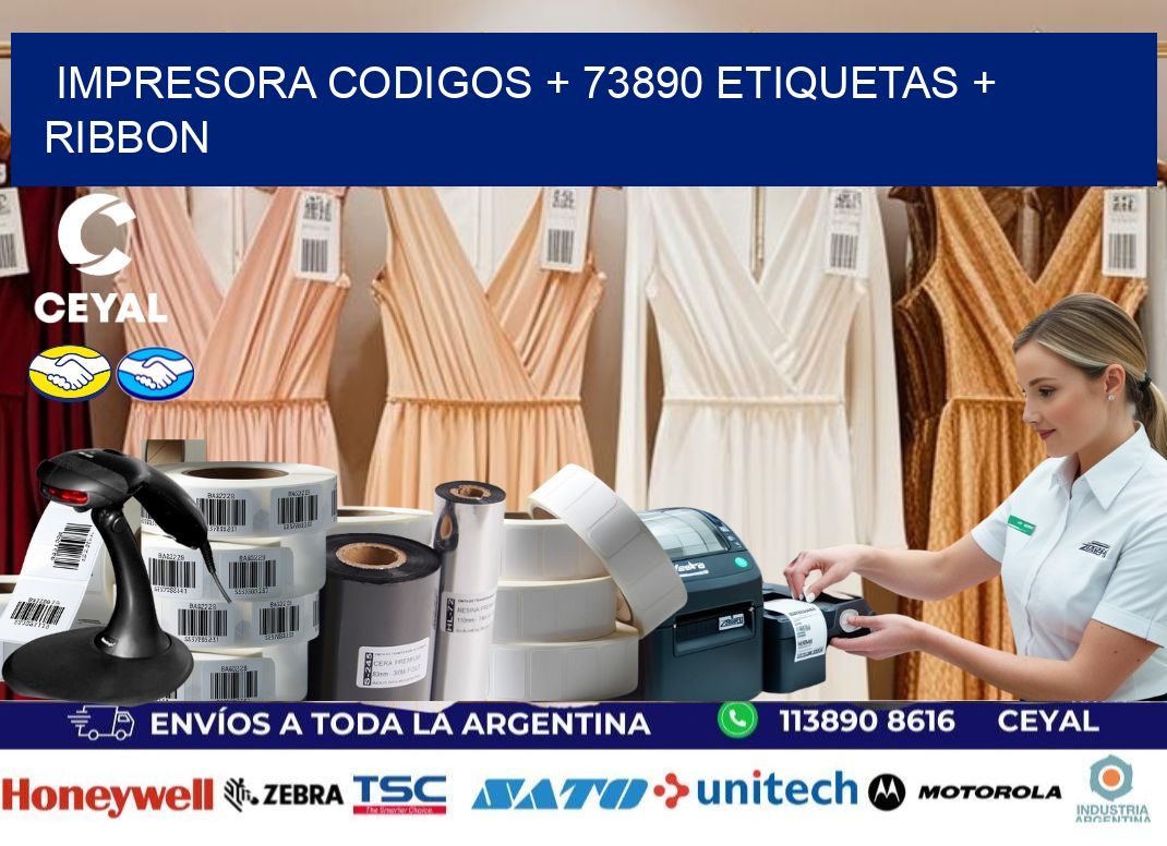 impresora codigos + 73890 etiquetas + ribbon