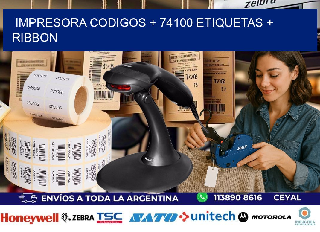 impresora codigos + 74100 etiquetas + ribbon