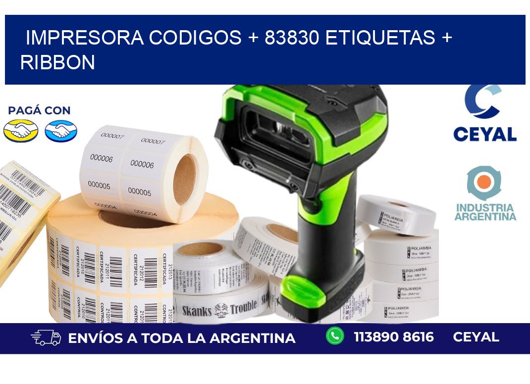 impresora codigos + 83830 etiquetas + ribbon