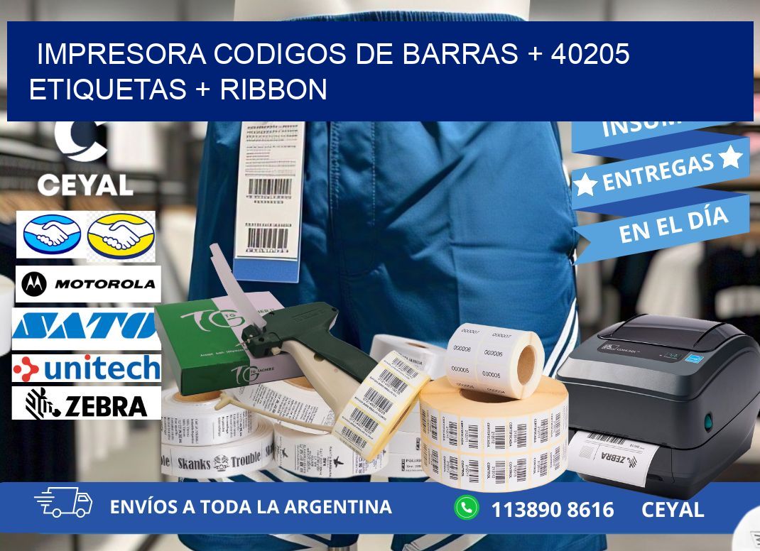 impresora codigos de barras + 40205 etiquetas + ribbon