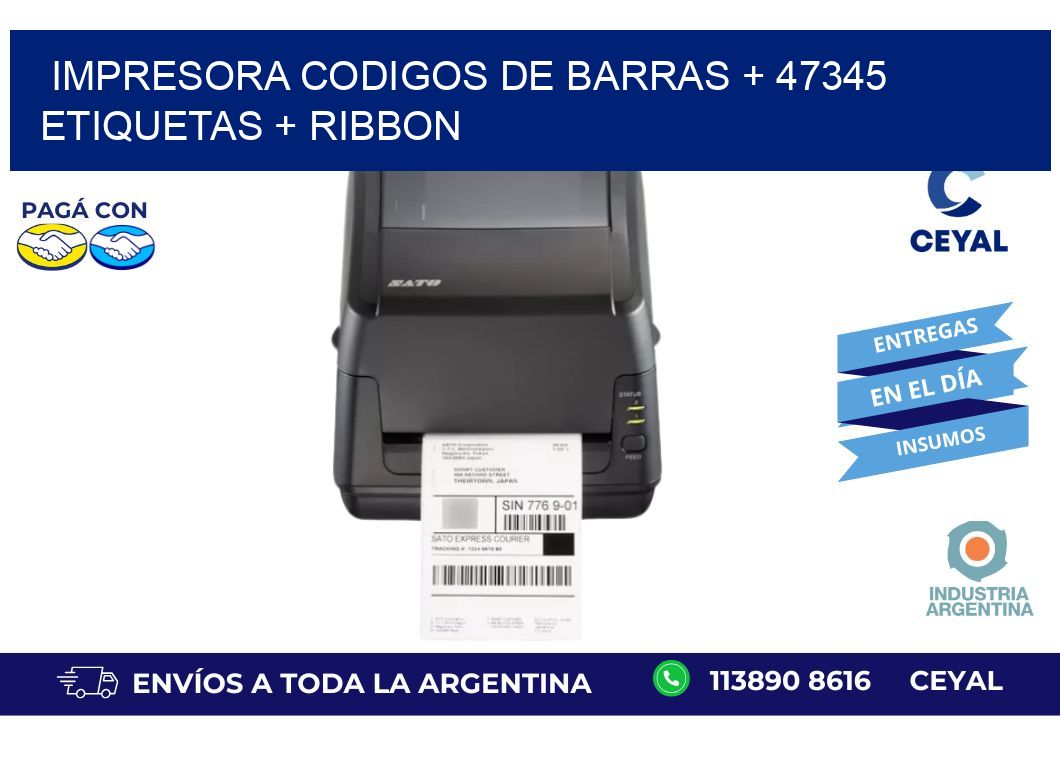 impresora codigos de barras + 47345 etiquetas + ribbon