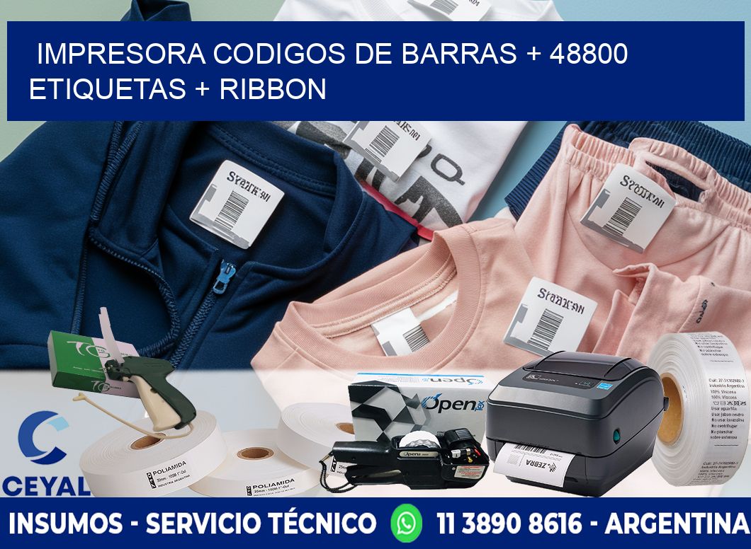 impresora codigos de barras + 48800 etiquetas + ribbon