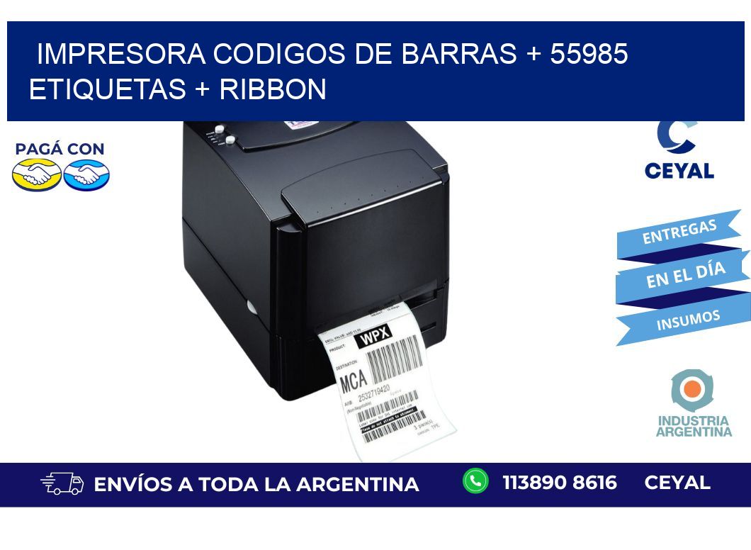 impresora codigos de barras + 55985 etiquetas + ribbon