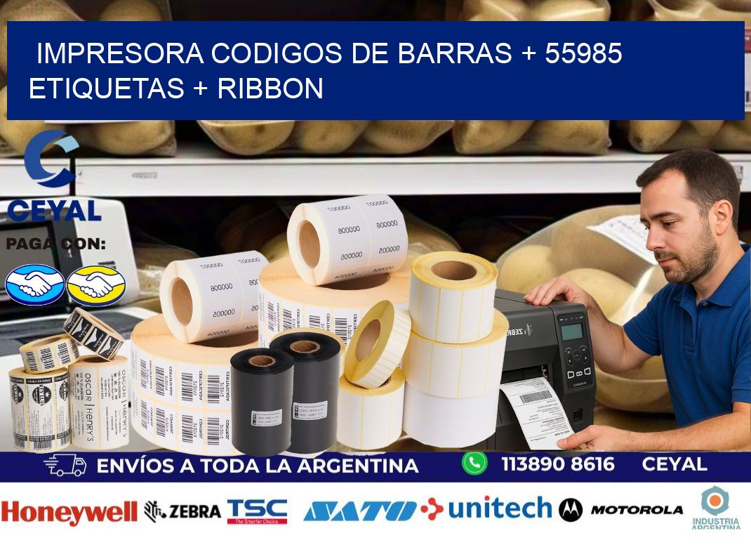impresora codigos de barras + 55985 etiquetas + ribbon