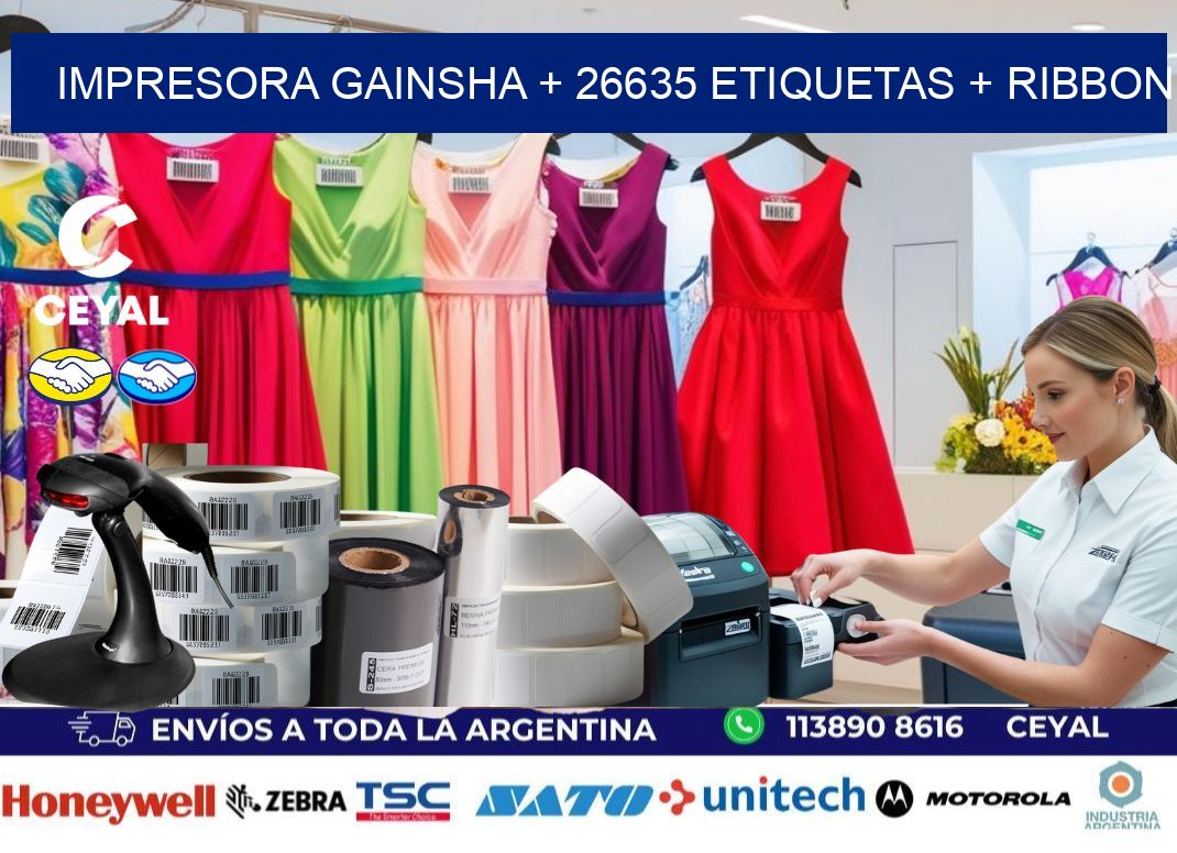 impresora gainsha + 26635 etiquetas + ribbon