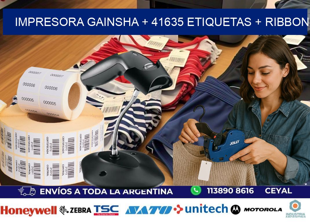 impresora gainsha + 41635 etiquetas + ribbon