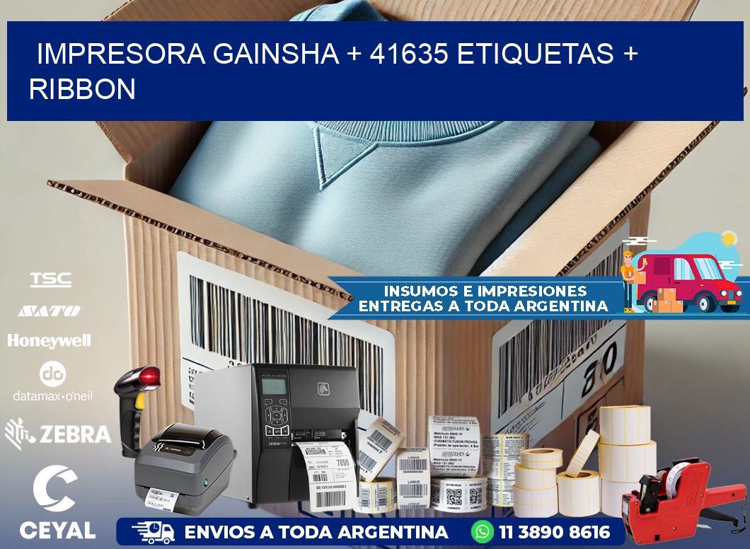impresora gainsha + 41635 etiquetas + ribbon