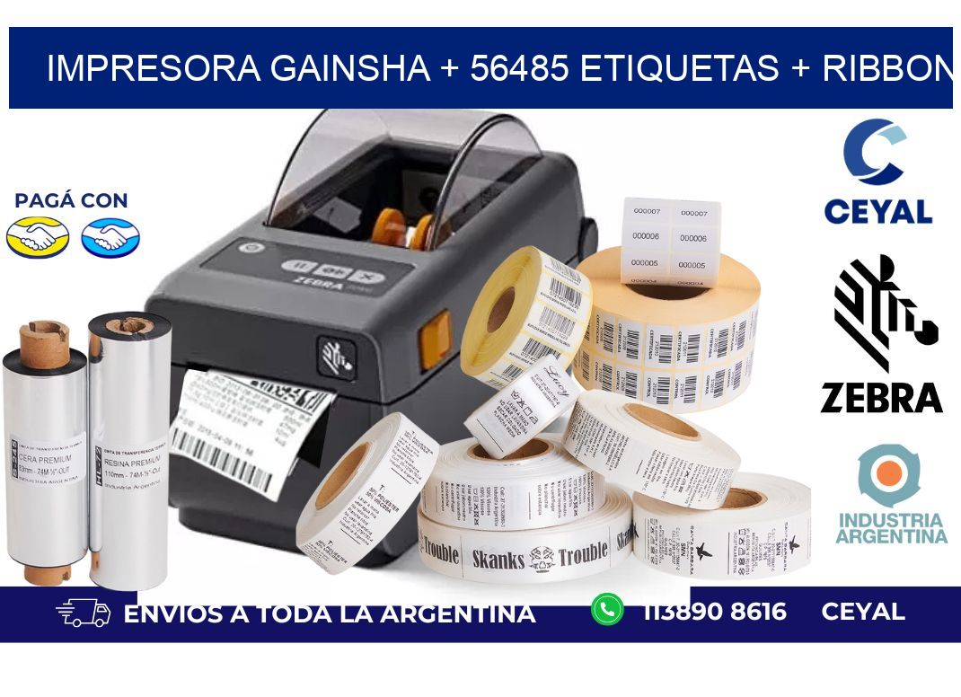impresora gainsha + 56485 etiquetas + ribbon