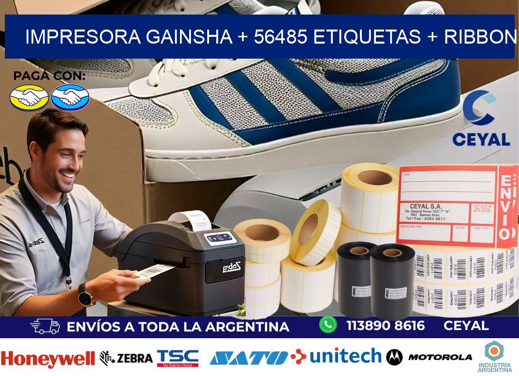 impresora gainsha + 56485 etiquetas + ribbon