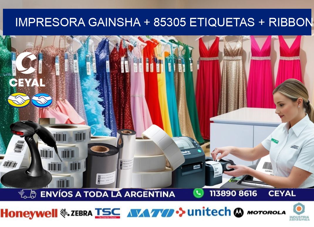 impresora gainsha + 85305 etiquetas + ribbon