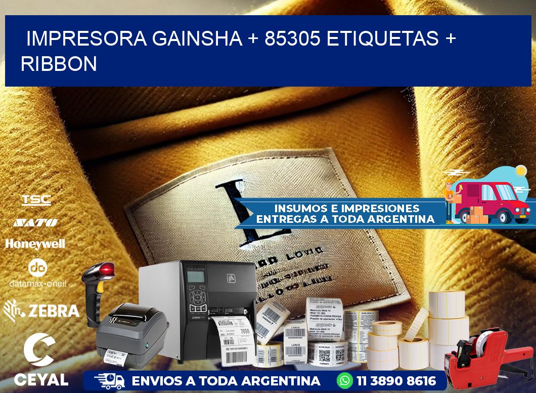 impresora gainsha + 85305 etiquetas + ribbon