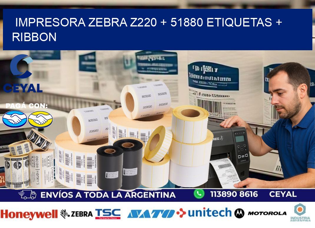 impresora zebra z220 + 51880 etiquetas + ribbon