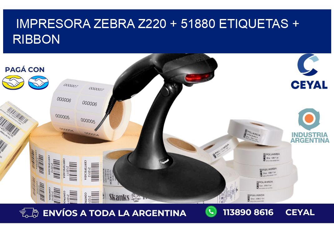 impresora zebra z220 + 51880 etiquetas + ribbon