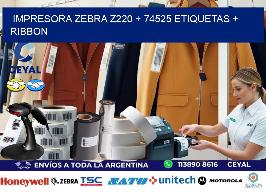 impresora zebra z220 + 74525 etiquetas + ribbon