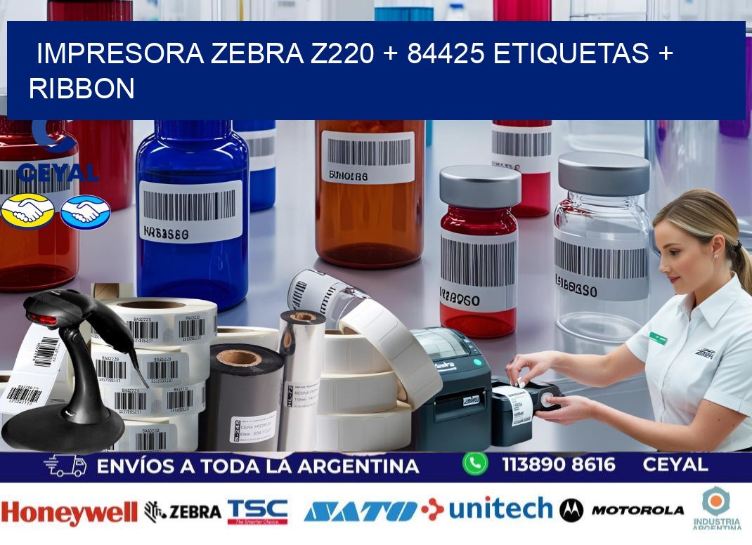 impresora zebra z220 + 84425 etiquetas + ribbon