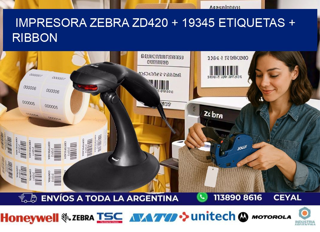 impresora zebra zd420 + 19345 etiquetas + ribbon