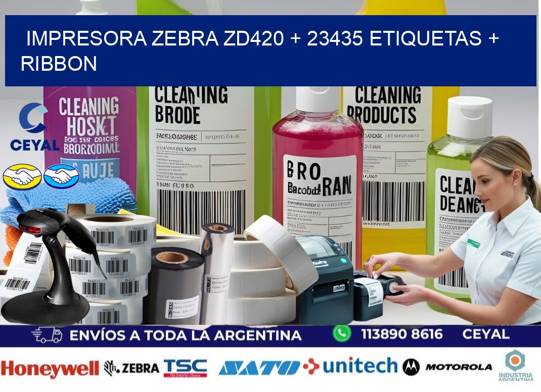impresora zebra zd420 + 23435 etiquetas + ribbon