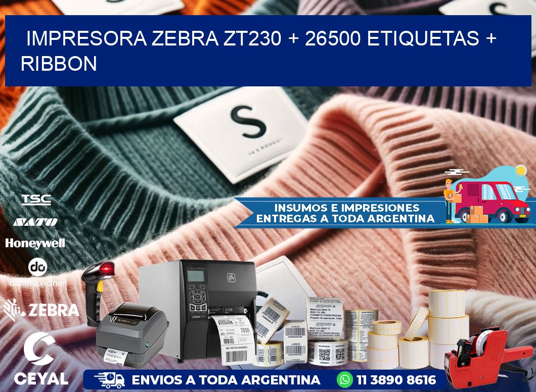 impresora zebra zt230 + 26500 etiquetas + ribbon